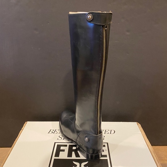 Frye MELISSA Button Black Riding Cowboy Tall Knee High Boots Shoes Flats 6 NIB - Picture 6 of 7